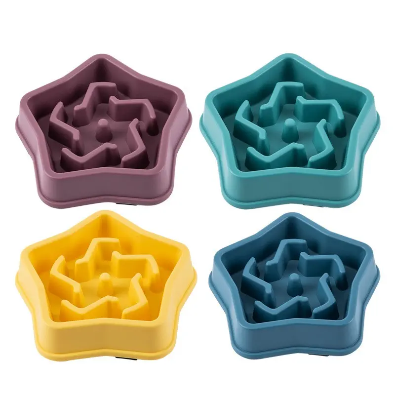 Plastic Dog Food Slow Feeder Bowl, Anti-Choke Design Ensures Safe Eating, Puzzle Snack Bowl Protects Neck, Pet Feeding Accessories