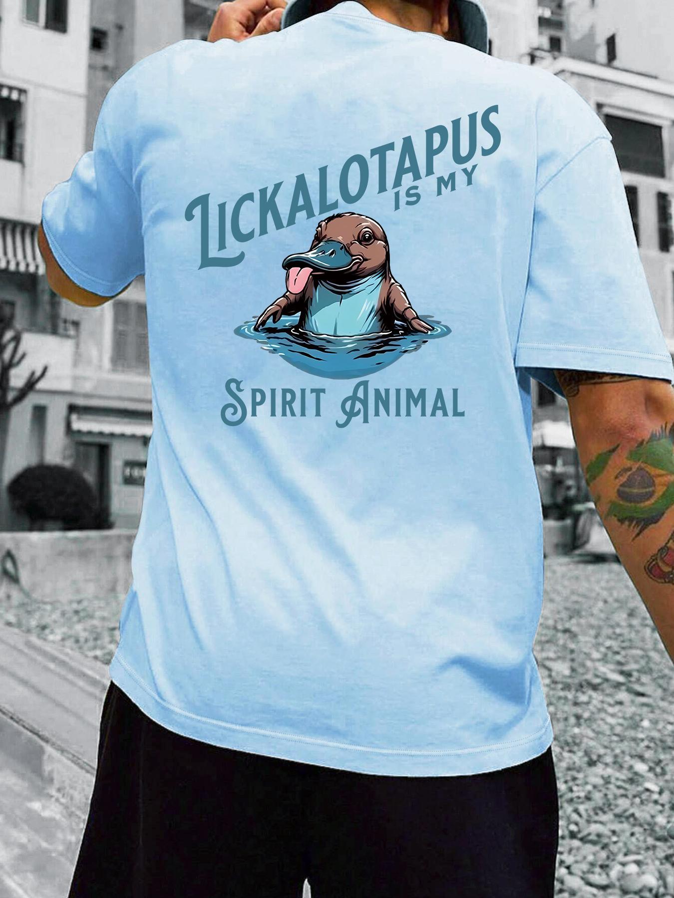 Men's Regular Fit Letter & Animal Print Round Neck Tee, Casual Short Sleeve Crew Neck T-shirt for Summer, Fashion Men's Top for Daily Wear