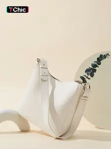 Summer Women's Solid Color Patched Design Shoulder Bag, Fashionable Bucket Bag for Daily Used, Spring Trendy All-match Commuter Bag, Retro PU Bucket Tote Purse