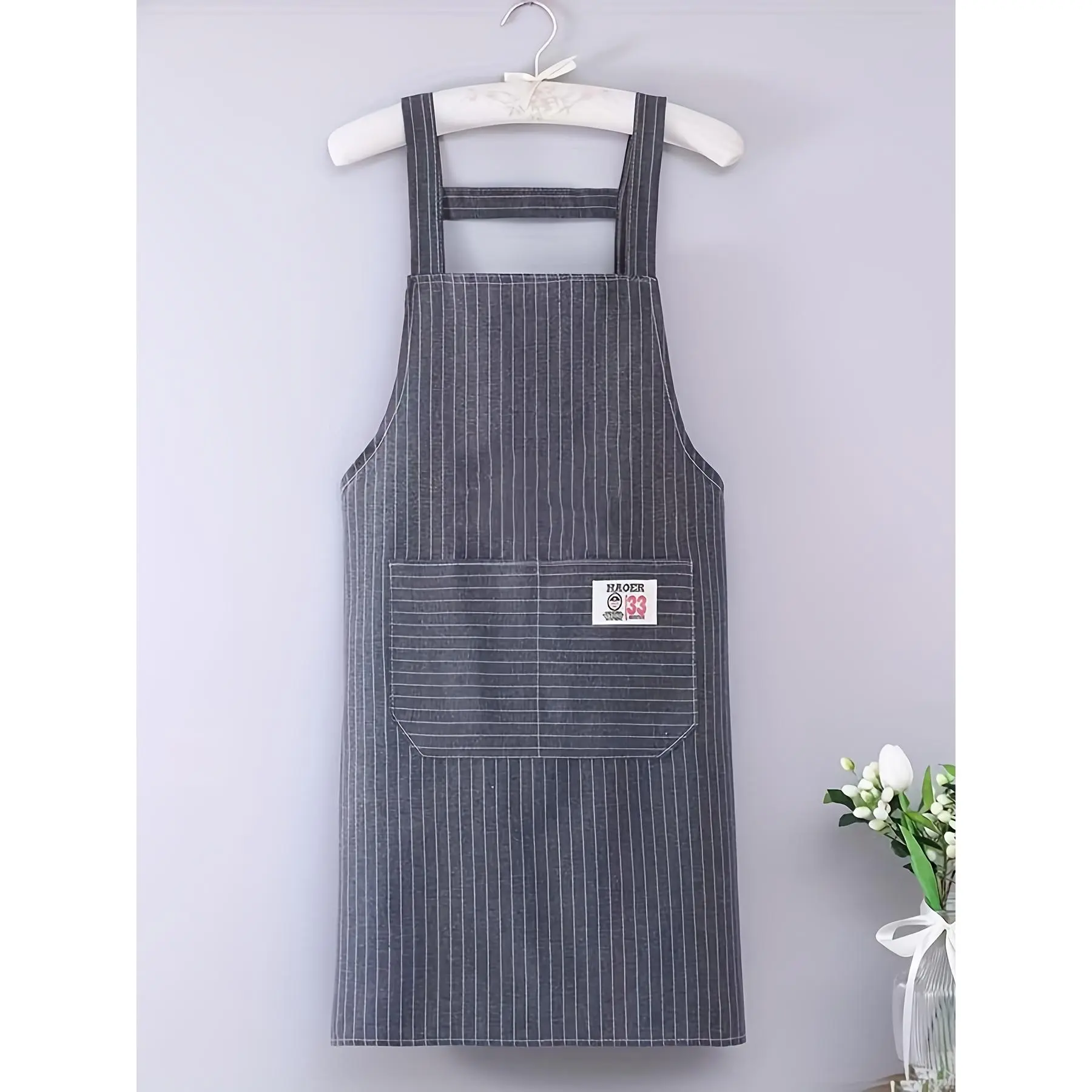 INS Stripe Apron#Wear Resistant Material#Thickened Smock#Slim Waist Apron for Moms#Baking Uniform#3D Pocket#Elegant & Stylish#Kitchen Apron for Women#Restaurant Apron#Gardening Apron