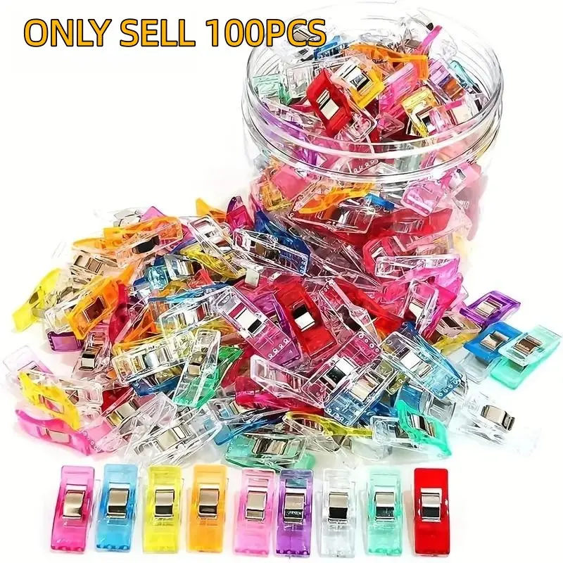 Random Color Sewing Clip with Storage Box, 100pcs Multipurpose Colorful Sewing Clip, Sewing Machine Accessories for Home & Office, Sewing Supplies Crafts, Sewing Tools, Sewing Products
