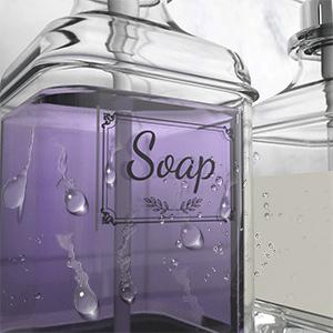 Soap Dispenser - 2 Pack, 18 Oz Antique Design Thick Glass Hand Soap Dispensers; with 304 Rust Proof Stainless Steel Pump, 6Pcs Clear Stickers, for Kitchen, Bathroom - Silver