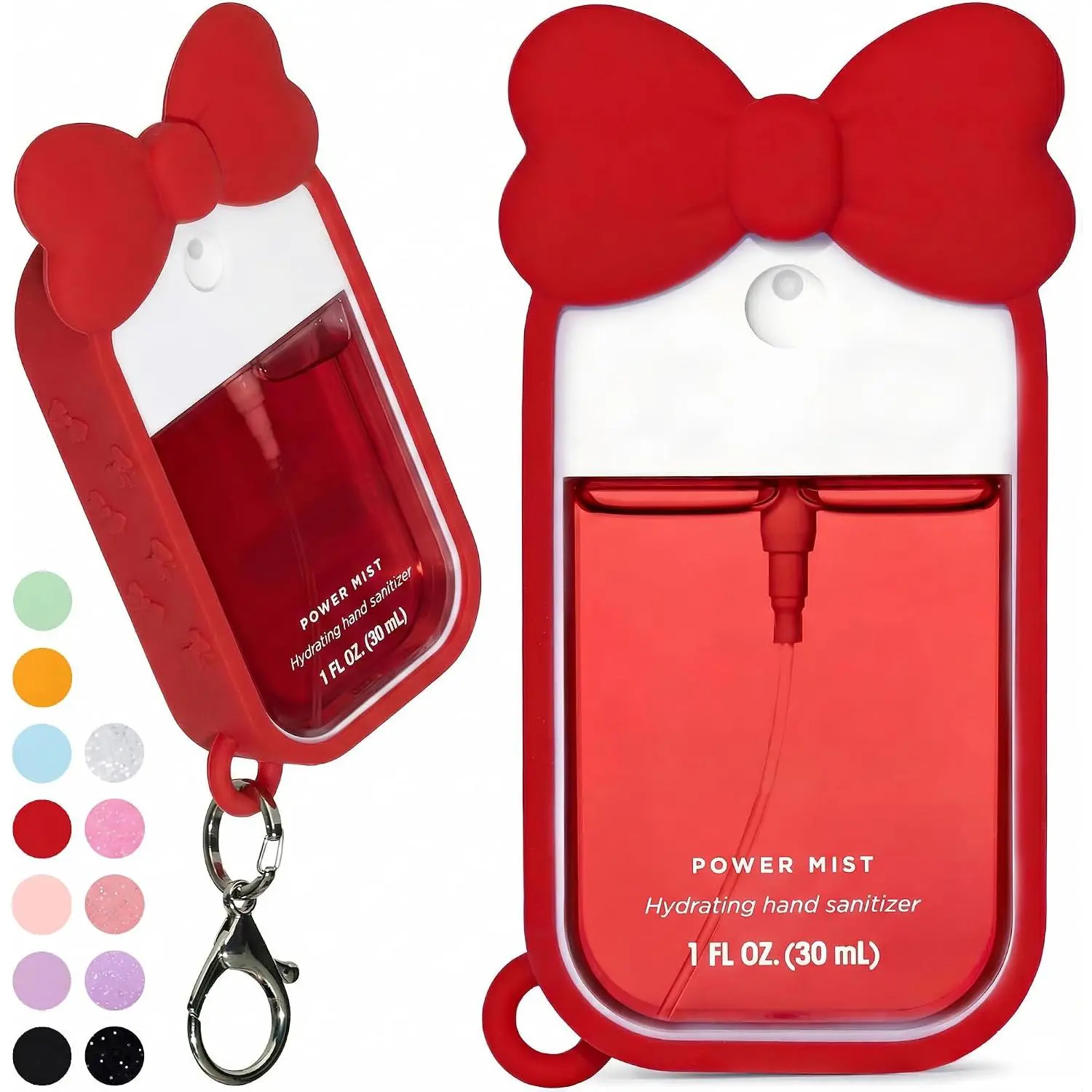 Durable 1 oz (30ml) Hand Sanitizer Bow Case, Cute Clip-On Holder for Girls