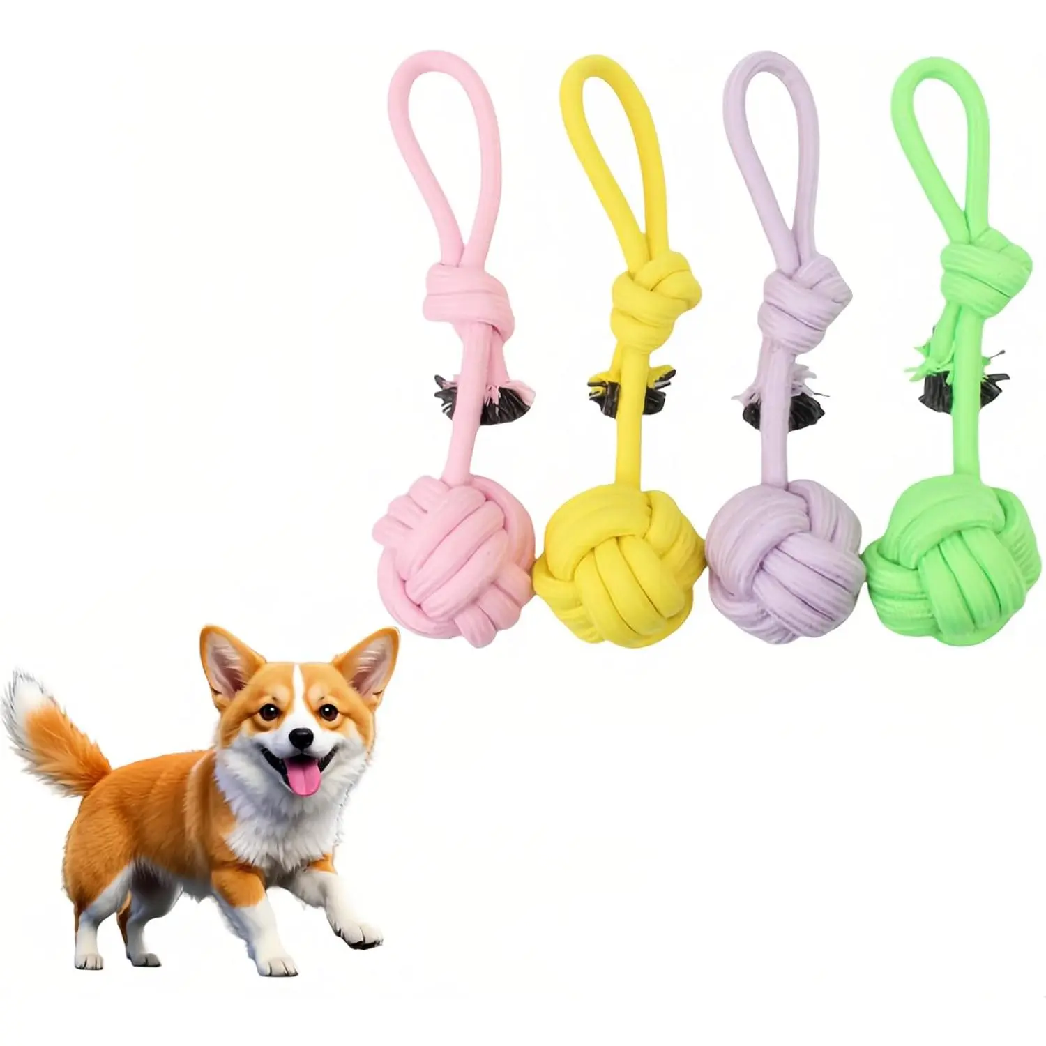 CandyColor    Rope  - 30cm     for Puppies Kittens, Durable Rainbow Macaron  Rope -  Interactive Play, Furniture Saver & Machine Washable