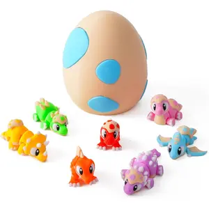 7PCS 3D Printed Dinosaur Eggs Set with Dinosaur Inside, 3D Printed Animal Statues, Articulated Flexible Fidget Toys, Home Office Desk Decoration & Display, Easter Basket Essentials Stuffersfidget toys
