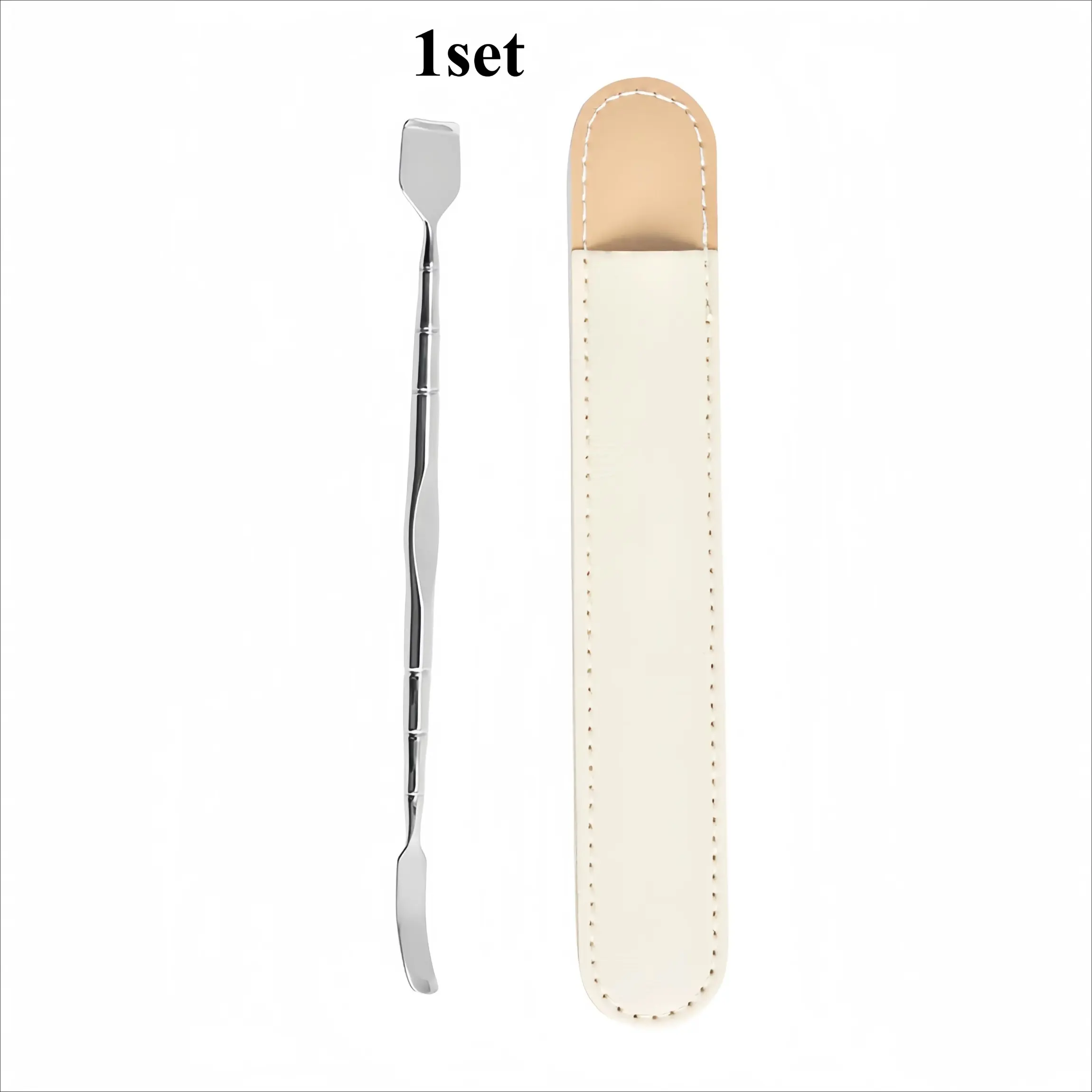 1Set Stainless Steel Blackhead Scraper with Leather Set, Blackhead Scraping Tool, Dead Skin Cleaning Tool, Multi-Functional Stirring Massage, Beauty Spatula Cleaning Tool