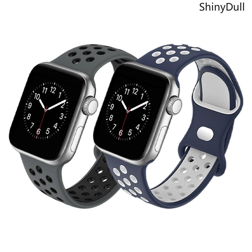 2-Pack Soft Silicone Sports Strap for Apple Watch – Durable, Breathable, Fits 38–49mm, Series 1–11, SE, Ultra / Ultra 2, Unisex