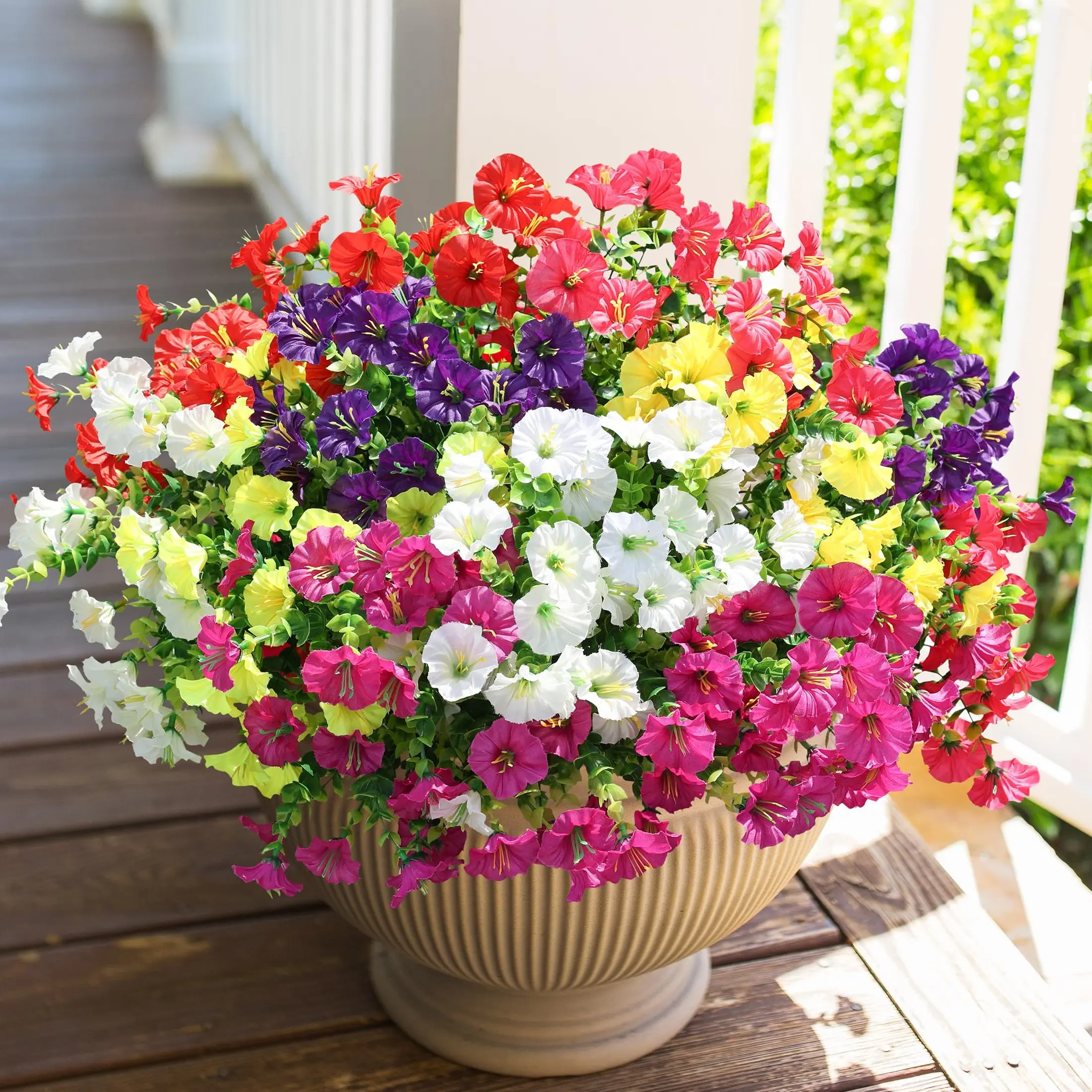Outdoor Artificial Flowers, UV-Resistant Realistic Silk Blooms, 12 Pots Climbing Snapdragon, Ideal for Patios, Courtyards, Front Porches