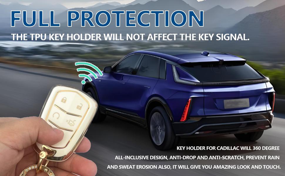 5-Buttons Key Fob Cover for Cadillac ATS CTS CT6 XT5 SRX STS Escalade Premium Soft TPU Car Key Case Shell Protector