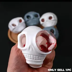 Worm Filled Skull Eye Popper Fidget Toy, Halloween Spooky Prank Squishy, Stress Relief Sensory Toy for Kids Adults, Halloween Party Favors Trick or Treat Gifts