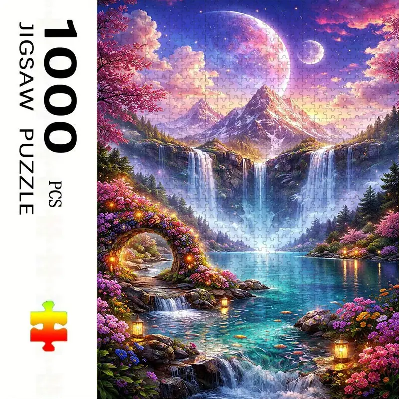 1000 Piece Beautiful Landscape Puzzle, Large Adult Family Interactive Puzzle Toy, DIY Home Decor Brain Challenge, Festive Gift, Durable Puzzle, Art Puzzles Gift