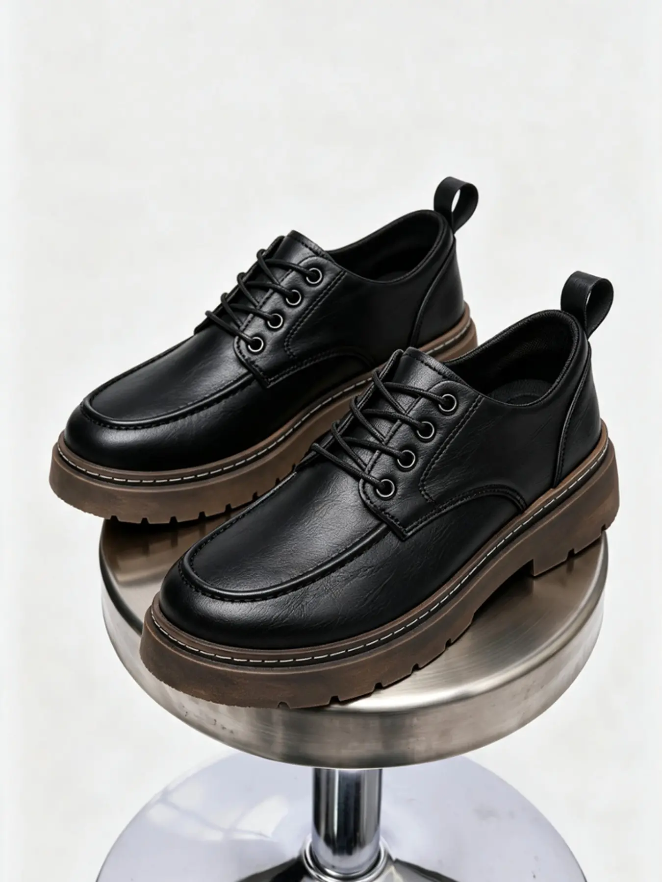 New Men's Height-Boosting Thick Sole Loafers, Formal Business Work Office Shoes, Slip-On Leather Shoes, Casual Elevating Shoes