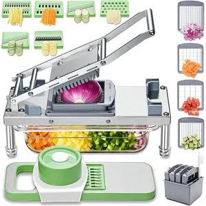 Vegetable Chopper with 10 Blades - Mandoline Food Chopper with Container - Veggie Salad Onion Chopper - Potato Dicer - Tomato Cutter - Cheese Grater