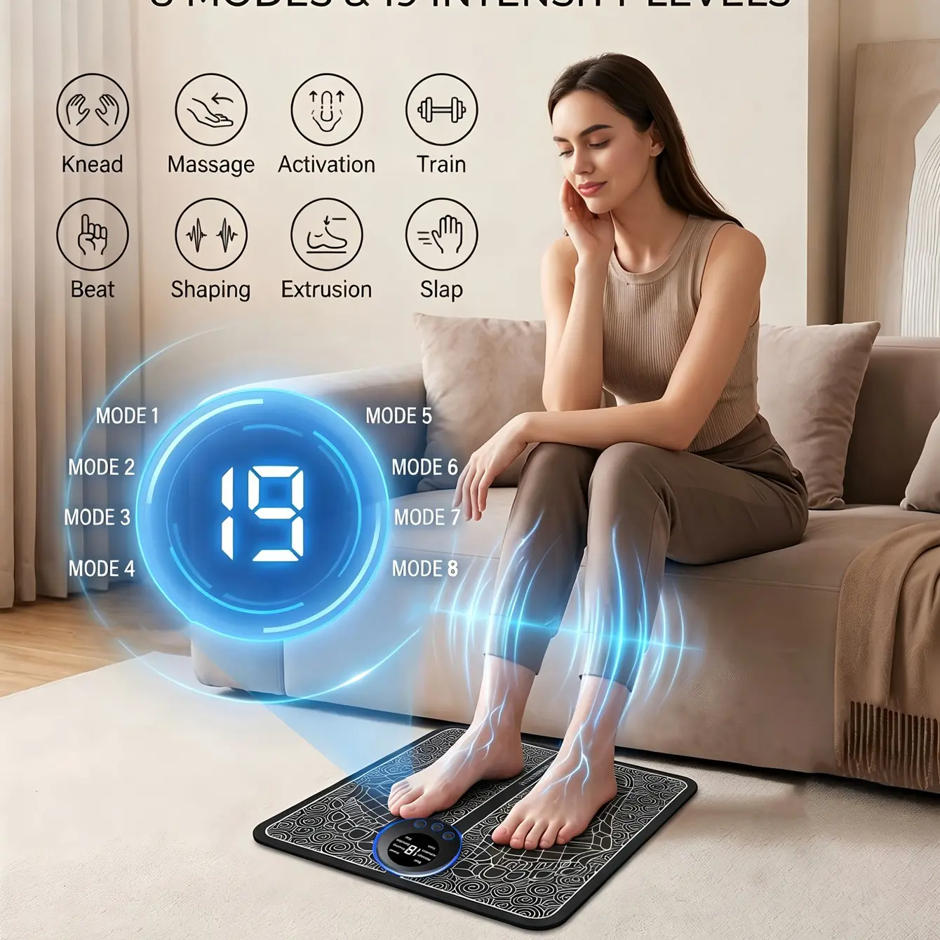 EMS Foot Massager Rechargeable Massage Pad, Electric Foot Relaxer, Promotes Circulation, Portable Foot Care Tool, Ideal for Home Use