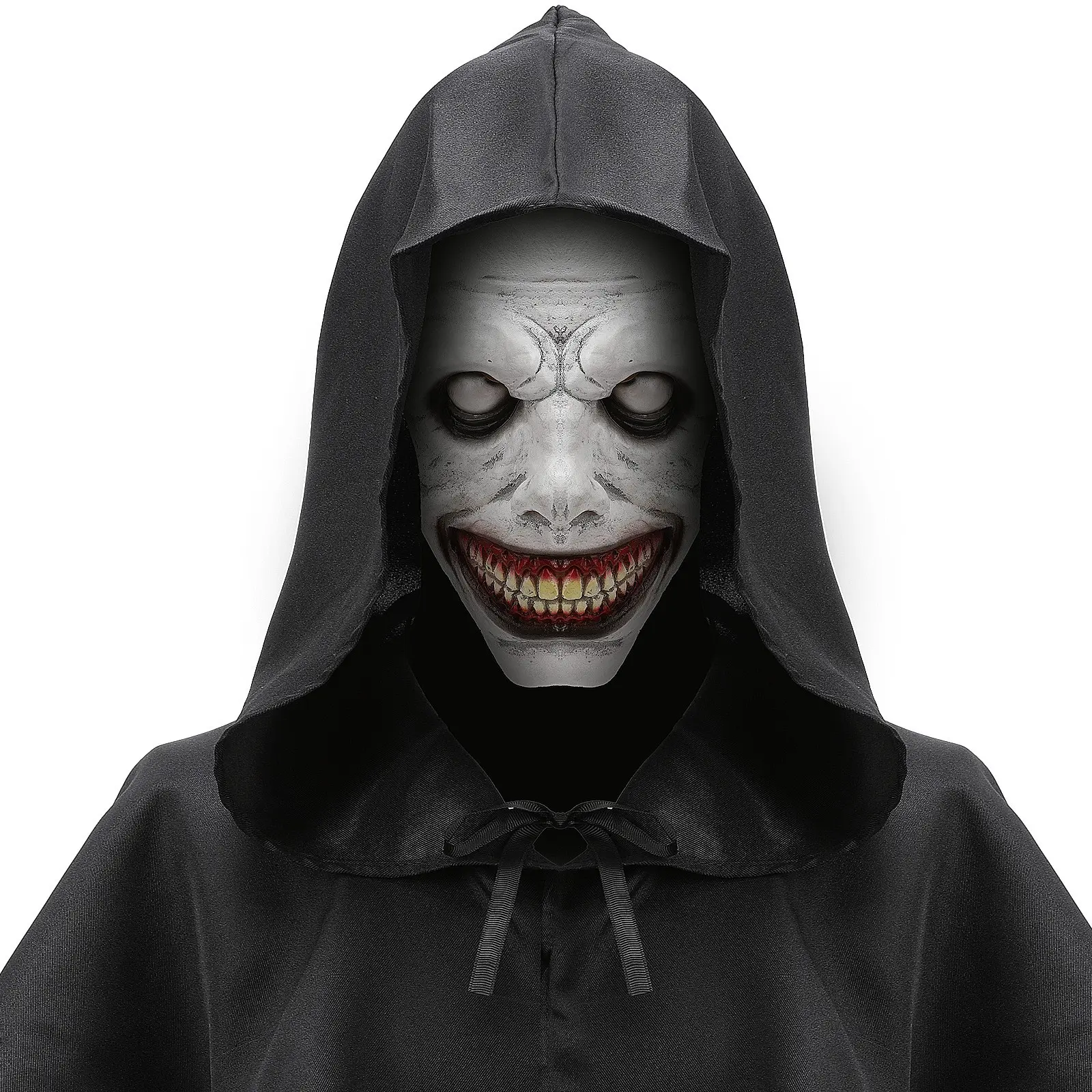 Halloween Horror Mask Set, Cos Devil Smiling Face, Cape, Mask, Perfect for Halloween Costume, Spooky Cosplay Gear, Accessories