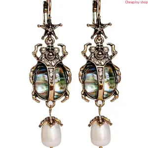 Vintage Scarab Beetle Dangle Drop Earrings, Egyptian Statement Whimsical Jewelry, Unique Bug Design Ornament, Eye-Catching Fashion Accessories, Ideal Holiday & Birthday Gift for Women, Perfect Stylish Pick for Halloween Parties & Daily Dress-Up
