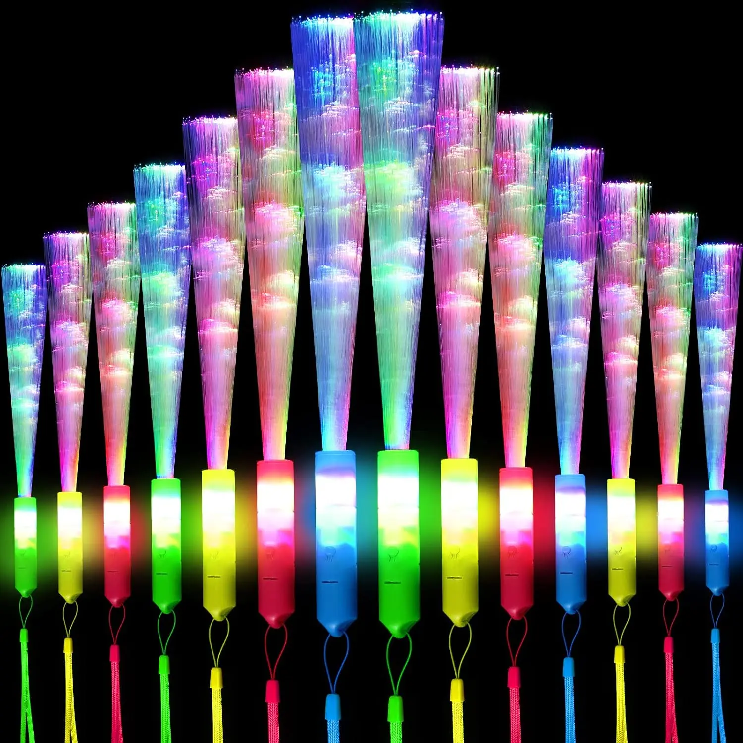 80 LED Glow Sticks with 3 Flashing Modes and 7 Color Changing LED, Multicolor Handle, 10.24 inches