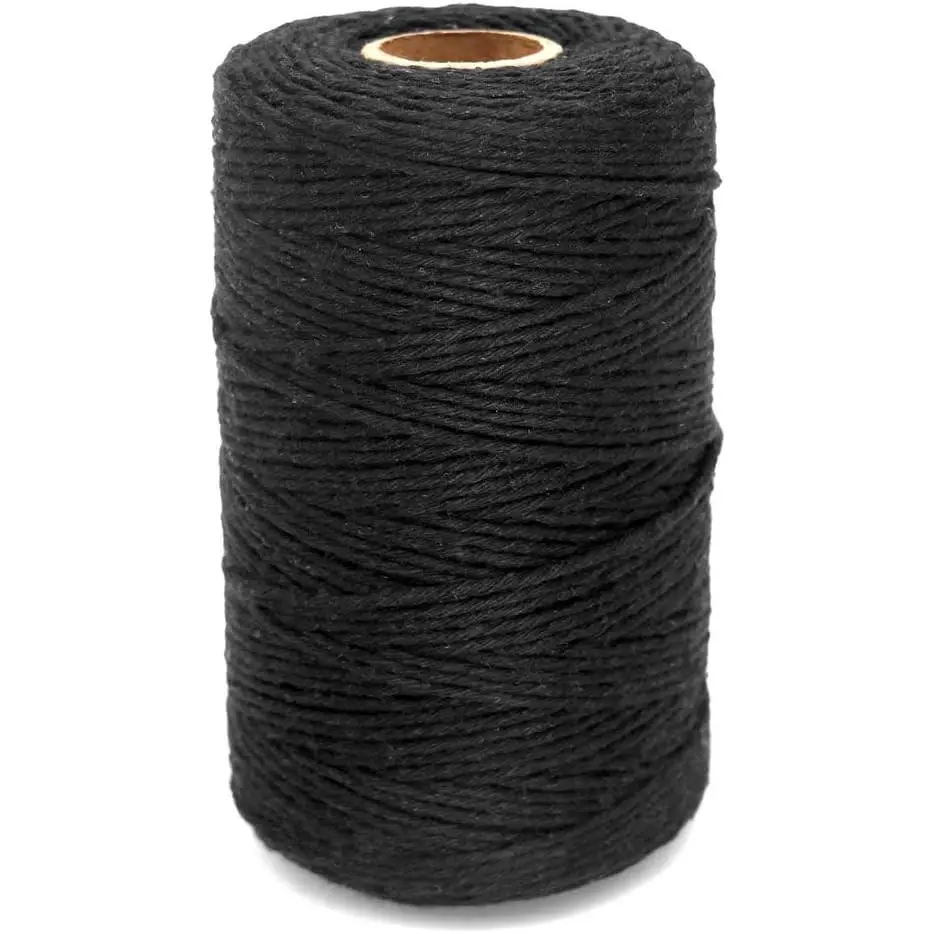 Black Cotton Bakers Twine 656 Feet - Christmas Holiday Craft Gift Twine StringGift