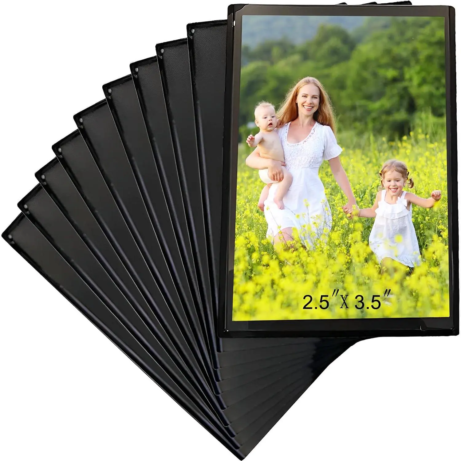 8 Pack 2.5x3.5 Inch  Photo Frame for Refrigerator,  Picture Holder, Black