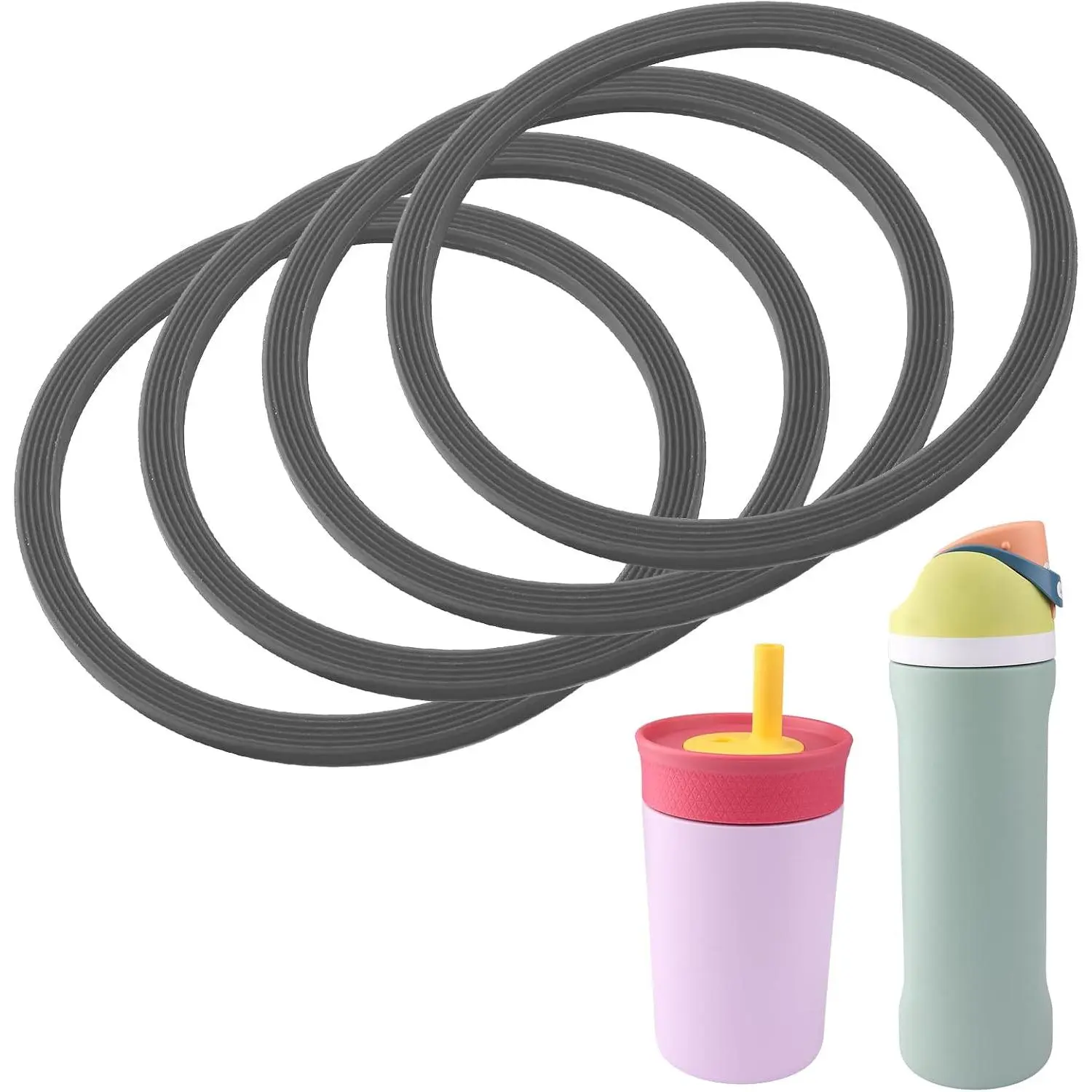 Rubber Gasket ,Compatible with  Freepsip Water Bottle 16/24/25/32/40 Oz Straw Lid, O Ring Seal for   12& 15 Oz Tumbler Cap- 4 Pack  Seals