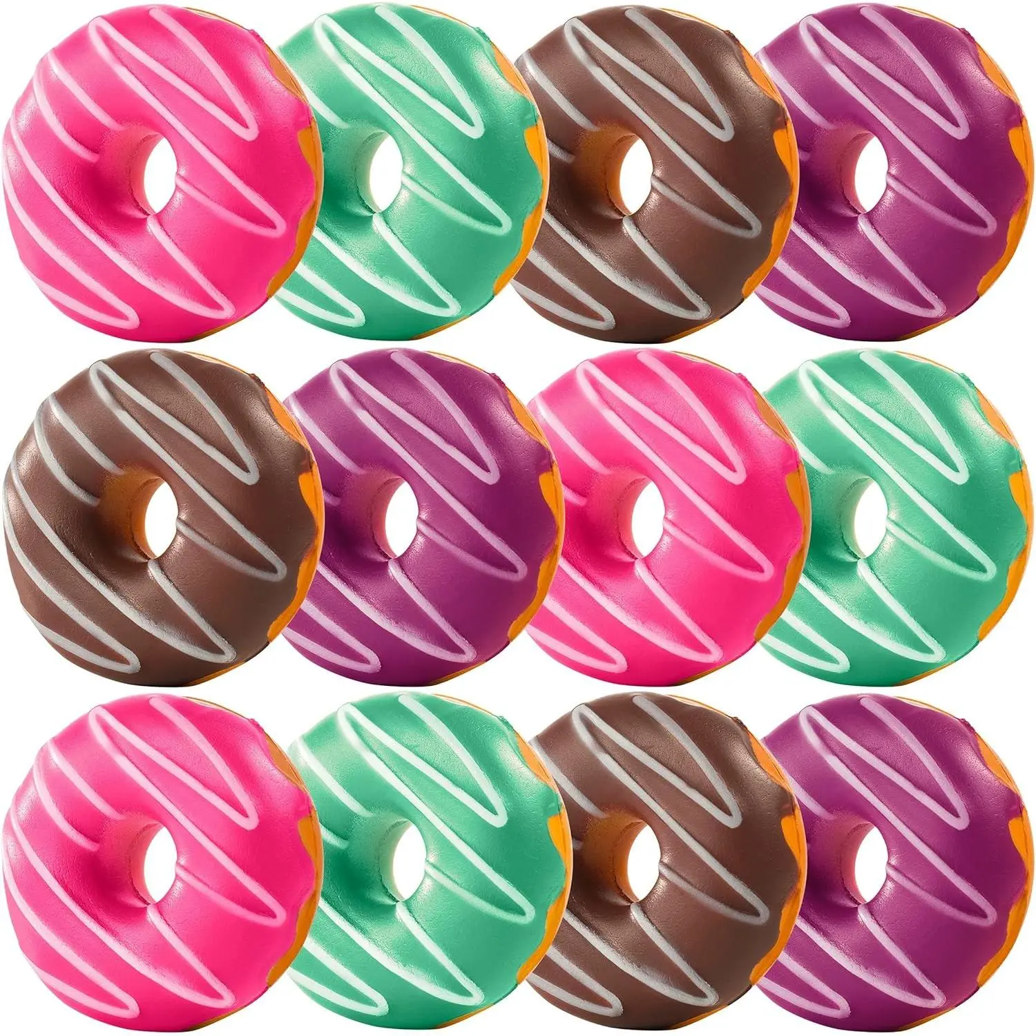 Squishy Donut Party Favors 12 Pack - 3 Inch Slow Rising Squishies Fake Donuts Toys for Kids, Squeeze Ball Stress Relief, Great Birthday Party Decorations