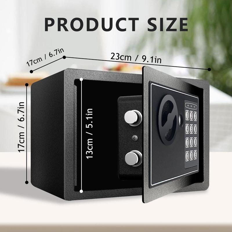 1pc Money Safe Box for Home with Sensor Light & Money Bag Security Safe Box for Money Safe with Keys & Pass Code Lock Box with Digital Keypad Black and Silvery
