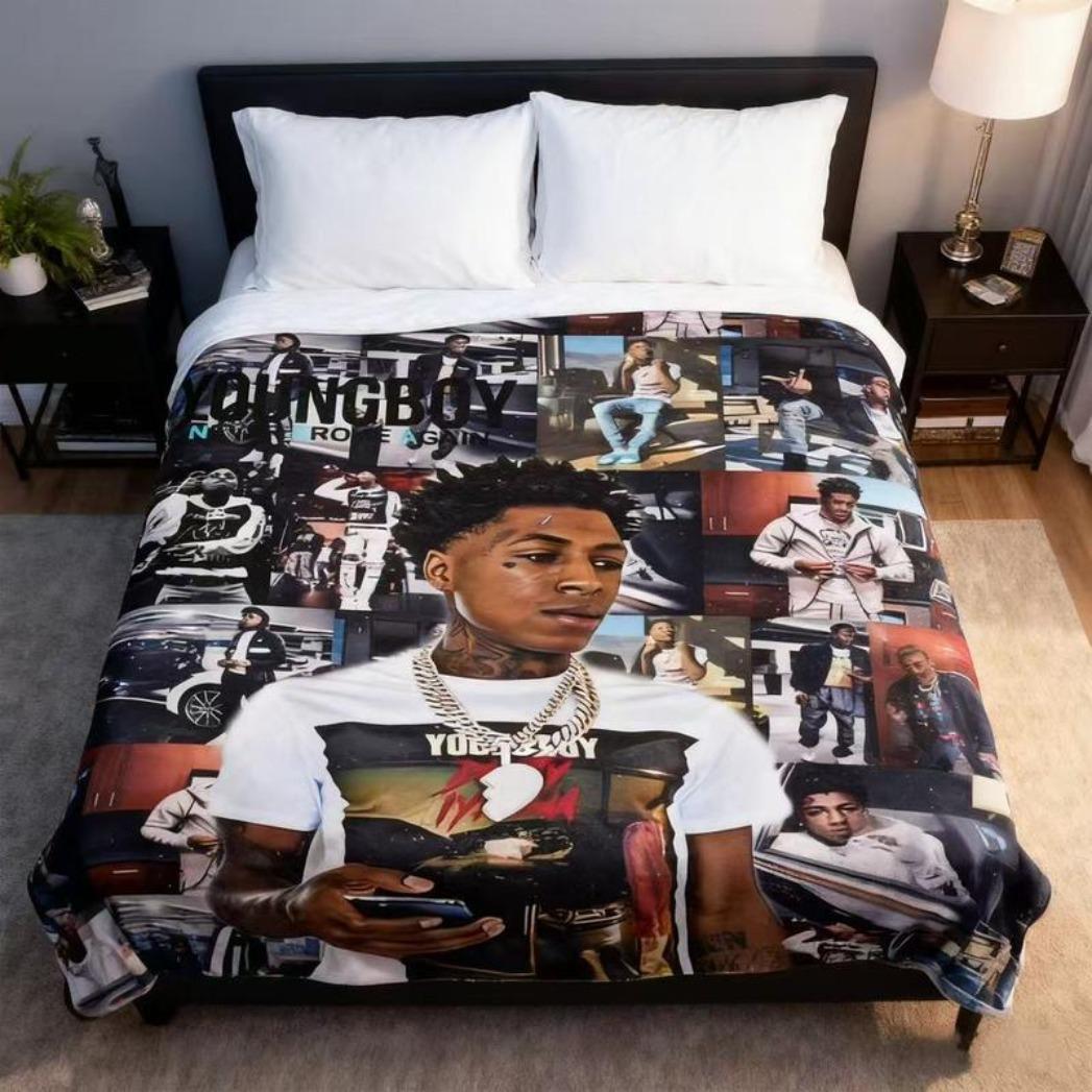 YoungBoy Never Broke Again Funny Blanket Suitable for Sofa Bedroom Car Soft Air Conditioning Blanket etc. Suitable for all seasons Applies to Super Soft Decorative Sofa/Sofa/Dedroom  Soft, lightweight and breathable
