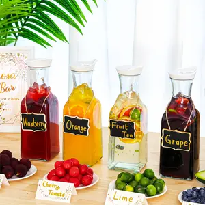 1L Durable Acrylic Jug, Ideal for Frozen Juice and Milk, Shatterproof Drinking Bottle with Lid, Transparent Juice Bottle for Iced Tea, Powdered Juice, Cold Brew, Mimosa