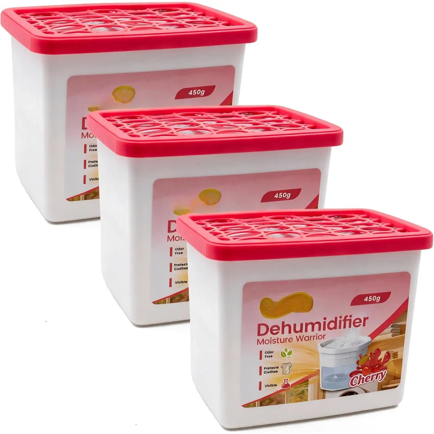 3 Packs 16oz  Absorbers, Dehumidifier with  & Portable Humidity Absorber Boxes for Bathroom (with , 3x 450g)