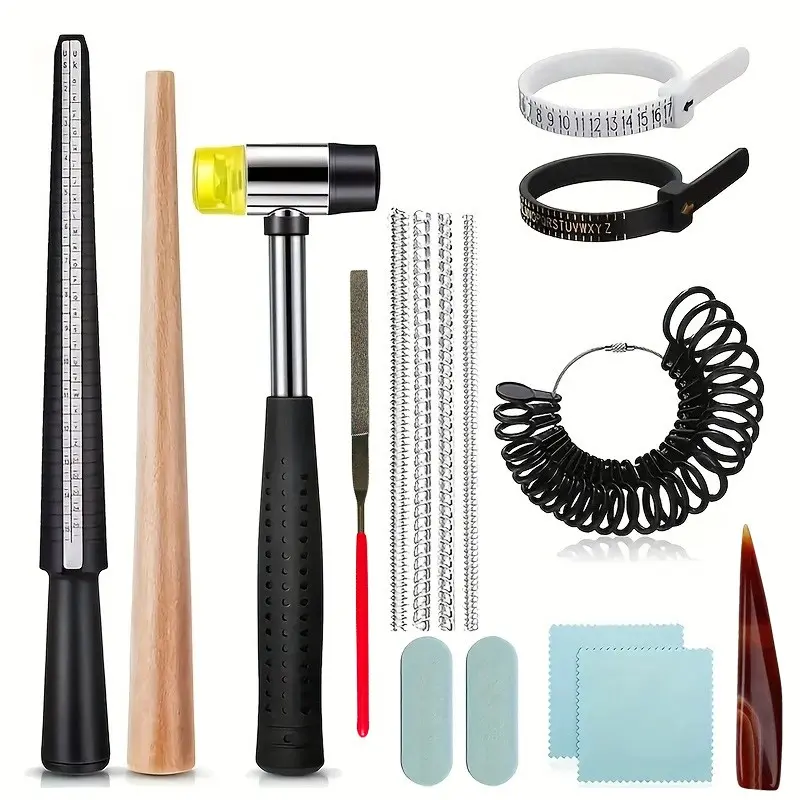 16-Piece Ring Size Measurement Tool Set, Ring Mold Size Kit, Ring Sizer, Ring Reshaper, Adjustable Ring Size Adjuster, Jewelry Repair Tools