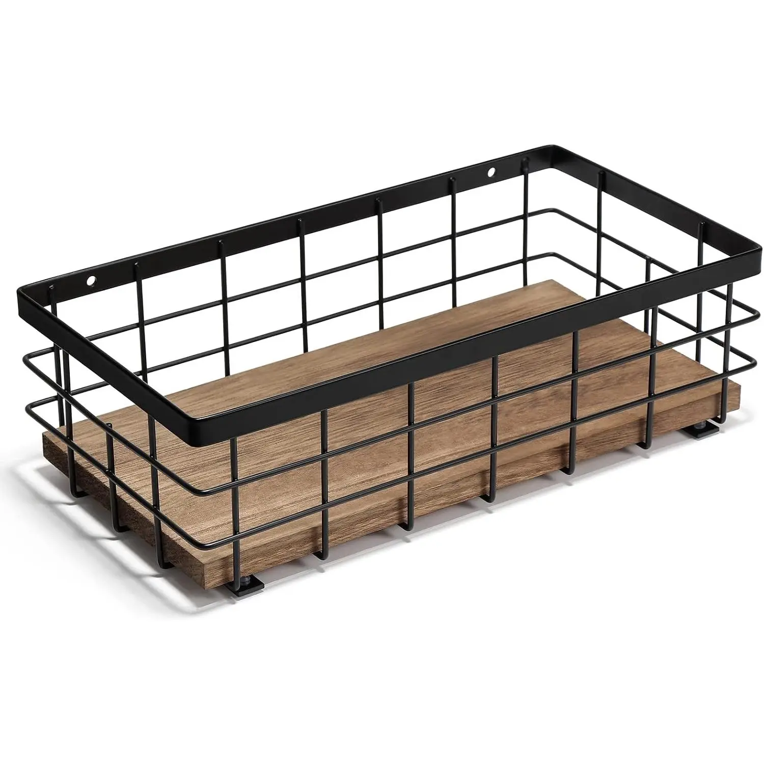 Small Metal Wire Basket, Decorative  Base Organizer for Bathroom, Kitchen, Basket for Toilet Paper Storage, Sugar Packet, Coffee Syrup, Guest Towel, Napkin