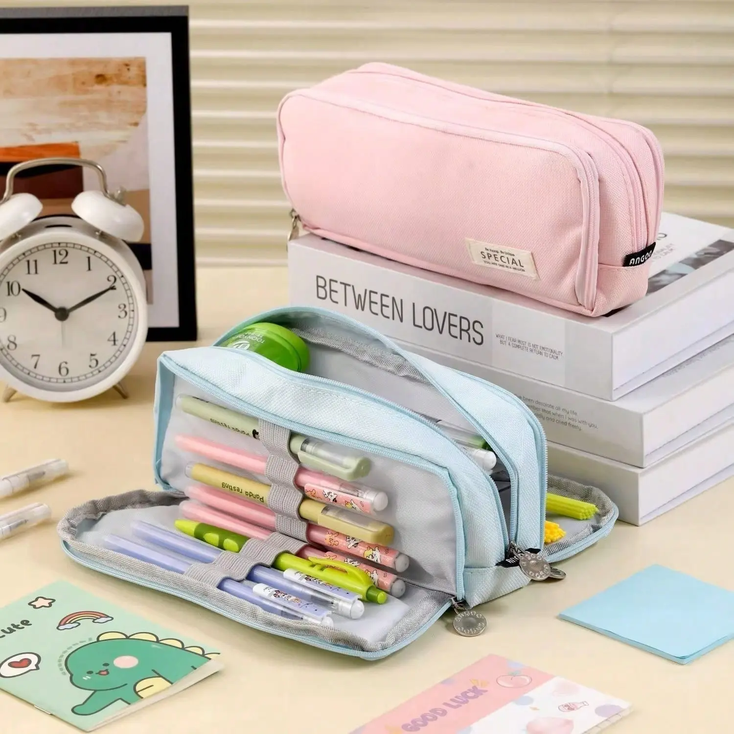 Durable 3-Compartment Pencil Pouch, 21*5*9cm Large Capacity Home Organizer for Teens, Ideal for Back to School Shopping & Artists' Use, Birthday Gift Option