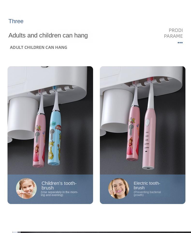 Creative toothbrush shelf, no punching, mouthwash, brushing cup, wall-mounted bathroom storage, automatic toothpaste squeezer toothbrush sterilizer