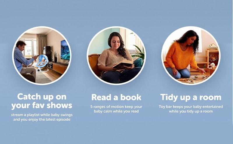 Baby Gift Electric Baby Swing for Infants with 5 Speeds,10 Lullabies,Adjustable Sound Volume,Baby Rocker, Baby Bouncer,Baby Electric Bassinet,Indoor & Outdoor Use,Remote Control,Grey