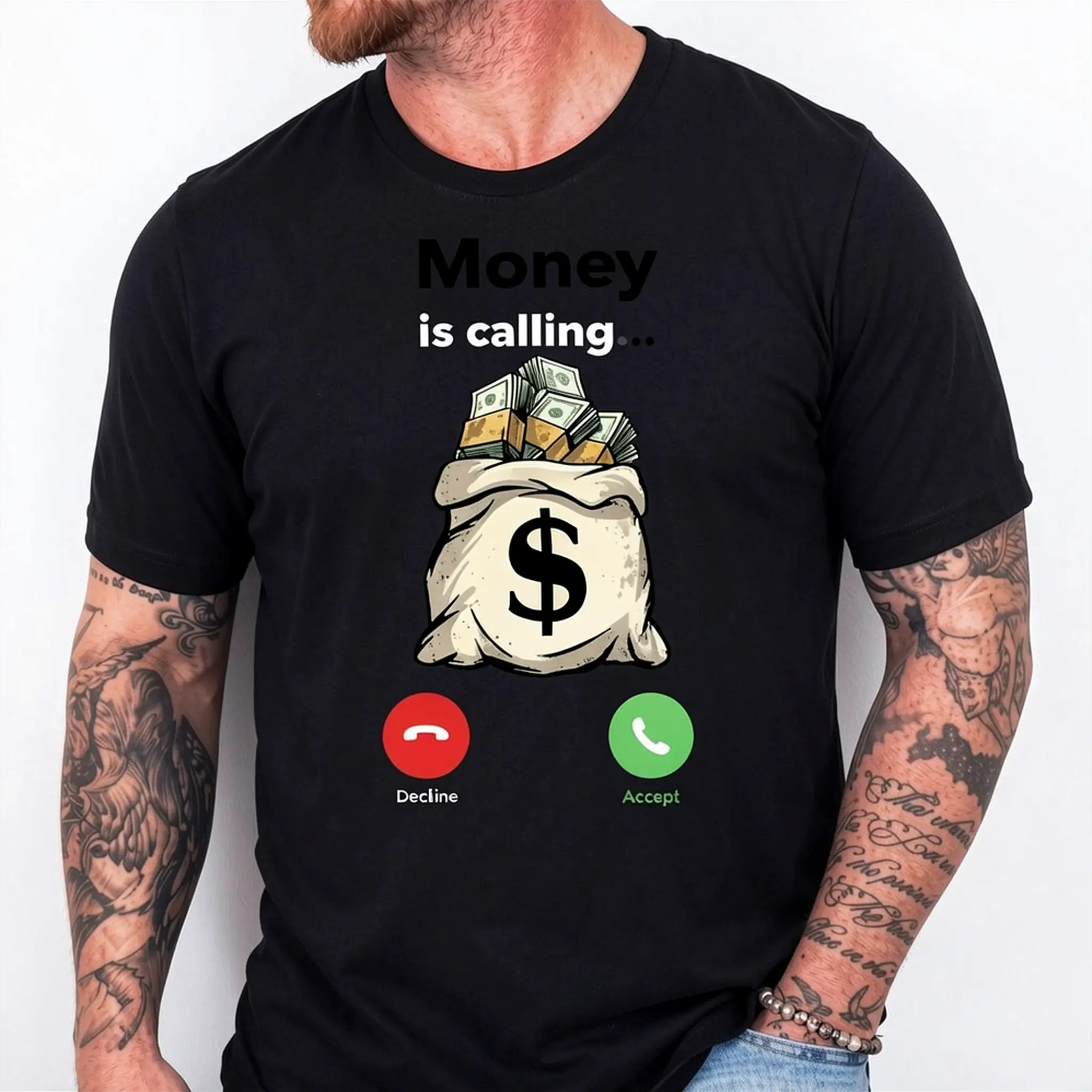 Men's Boss Hustle Graphic Short-Sleeve T-Shirt - Menswear Money Mindset Hip Hop Streetwear, Casual Urban Outfit, Motivational Gift for Entrepreneurs, TikTok Viral Success Top, Tshirt