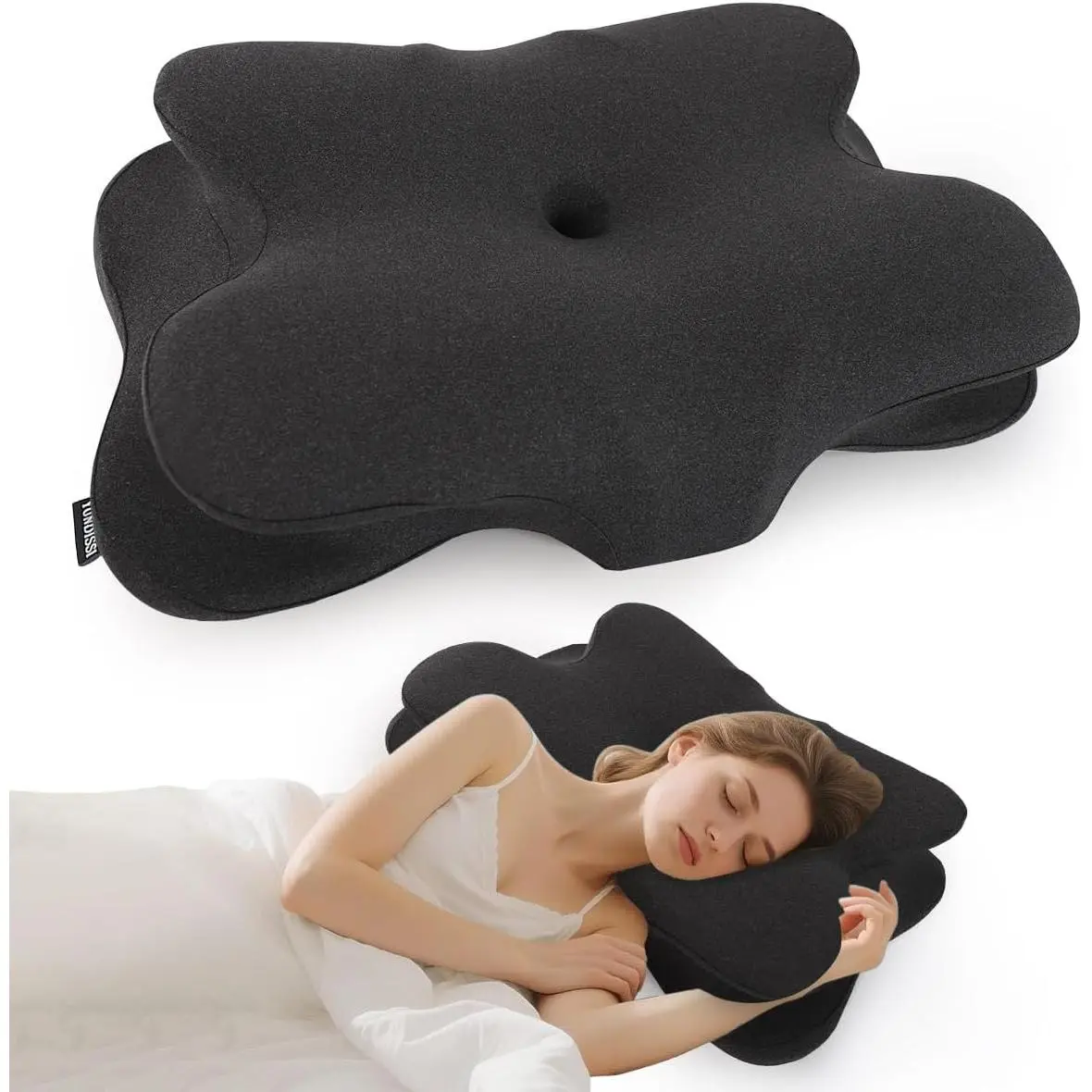 100% Pillow for Pain Relief - Orthopedic Cervical Pillow for Side, Back, and Stomach Sleepers, Ergonomic Pillow with Cooling Pillowcase, Gray for New Year