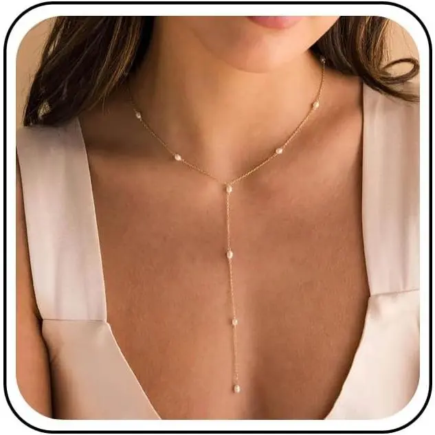 Boho  Y Necklace for Women  Y Lariat Necklace Long  Y Drop Necklace   Choker Necklace Chain Small  Bead Chain Necklace