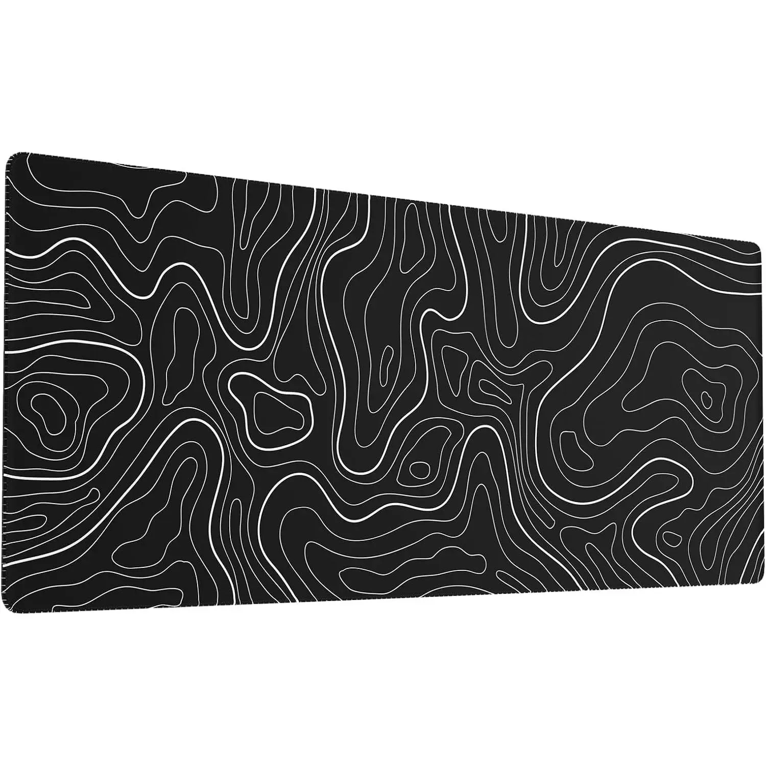 Large Gaming  Pad with Stitched Edges, Topographic Map Topo Mousepad Gaming, Extended XL Large Mousepad with Anti-Slip Base, Cool  Pads for Desk, 31.5 x 11.8 in, Black