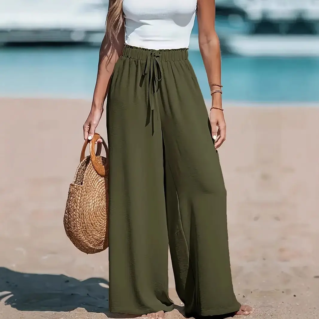 best-selling women's wide-leg pants clearance sale tk polyester casual style comfortable solid color women's trousers