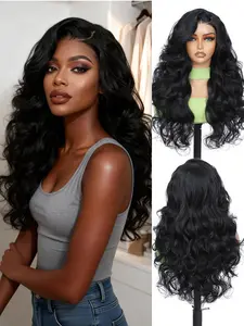 24 Inch Glueless Wig 6x4 HD Lace Front Wig Body Wave Hair Pre Plucked Pre Cut Lace Wigs for Women Natural Black Perfect for Parties Holidays