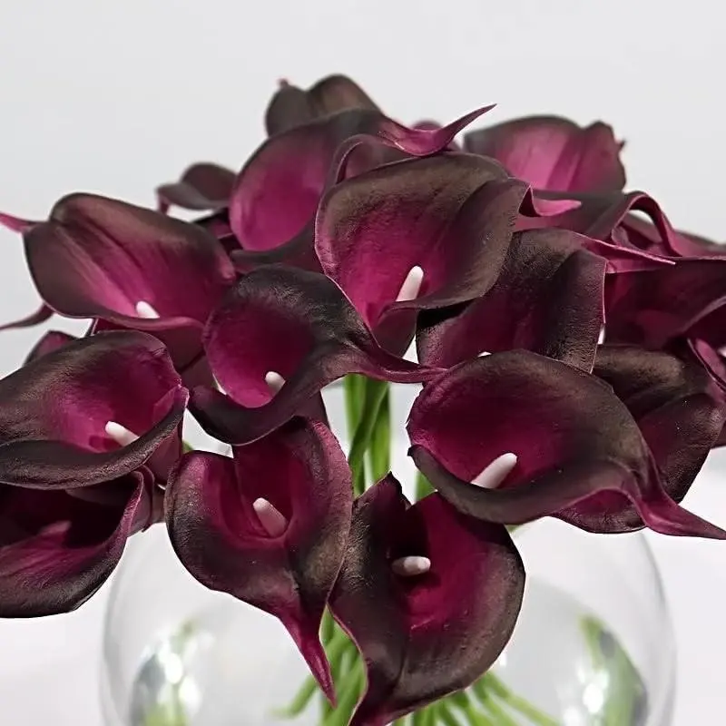 10pcs Real Touch PU Artificial Calla Lilies, Flowers with Center, Lifelike Faux Floral Stems for DIY Decor
