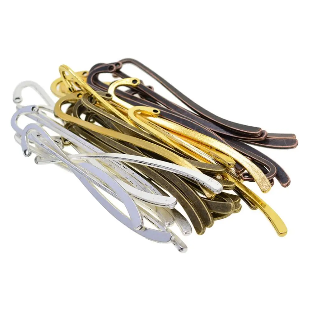 40-Piece Metal Bookmarks for DIY Users, Flat 87x14mm with Hooks & Beads, Simple-Look Jewelry for Bookmarking (Office Stationery Supplies)