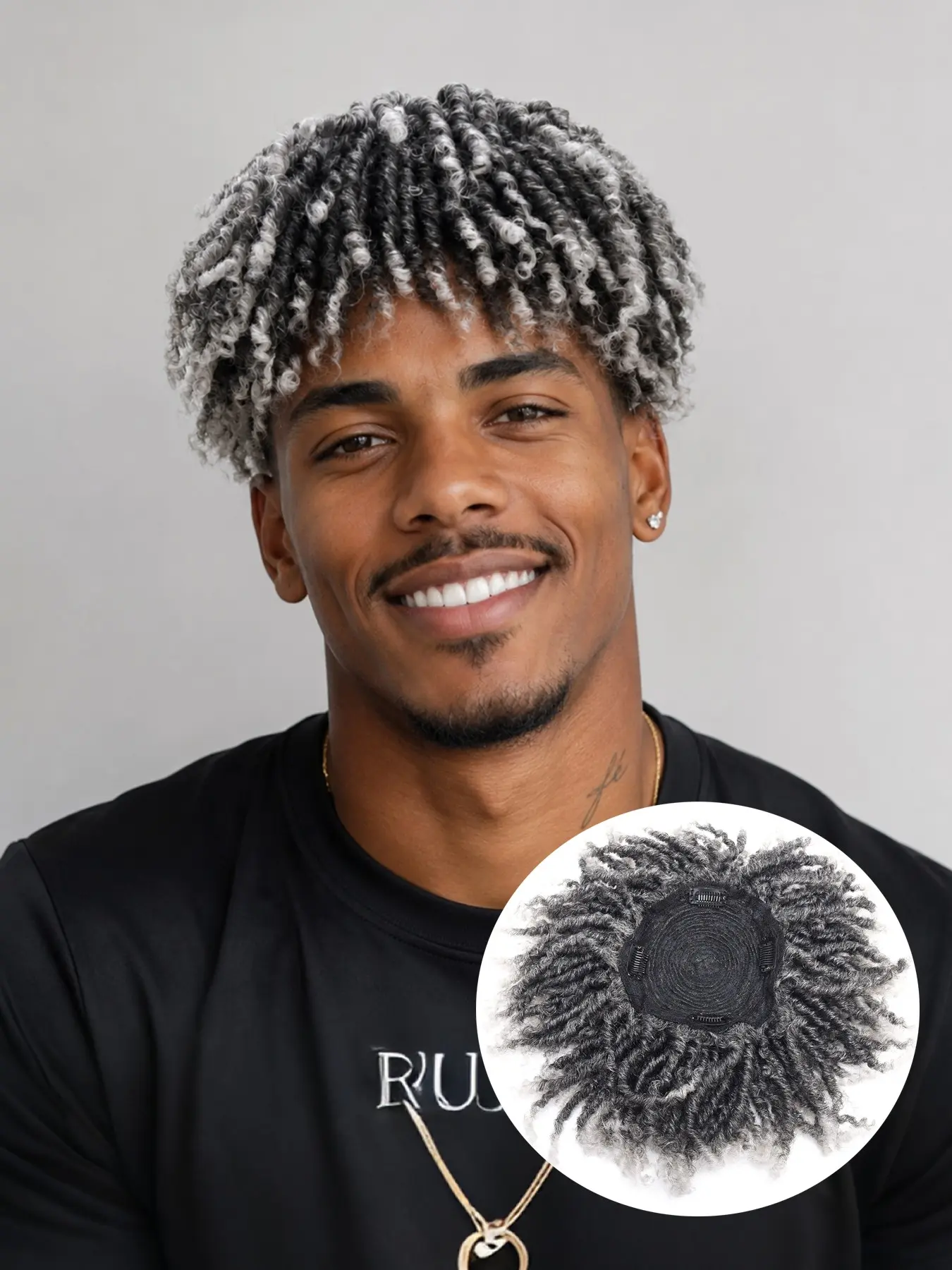 Men's Synthetic Dreadlock Half Wig, Kinky Synthetic Hair, Clip in Braided Hairpiece, African Style Hair for Music Festival, Party, Daily Wear