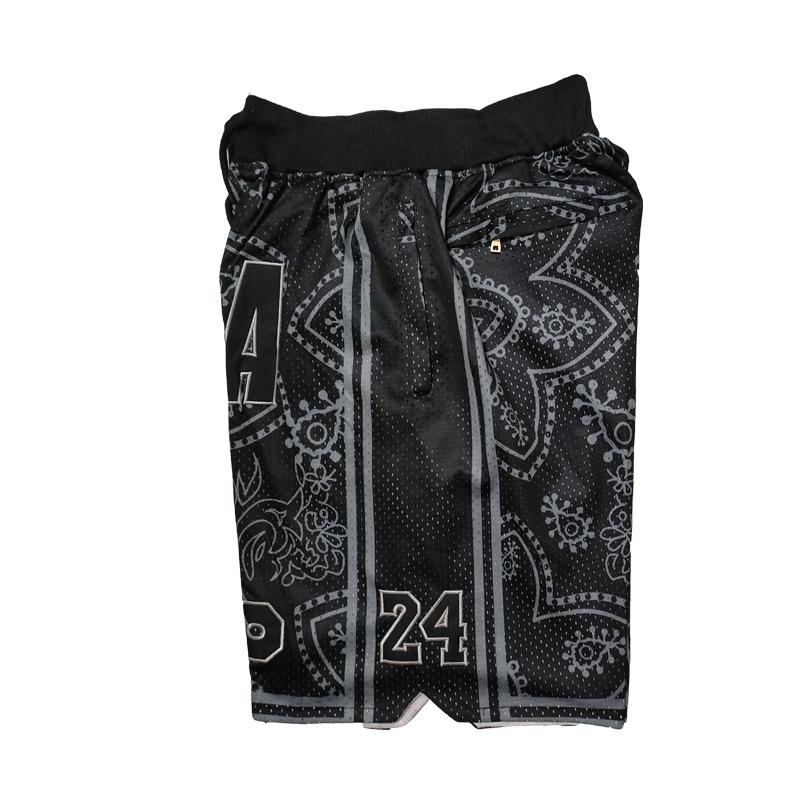 MAMBA 2025 Black Basketball Shorts with Floral and Plant Design, Four Pockets, Sewing Embroidery Covered, Big Size, High Quality, Outdoor Sports Pants Athletic Wear