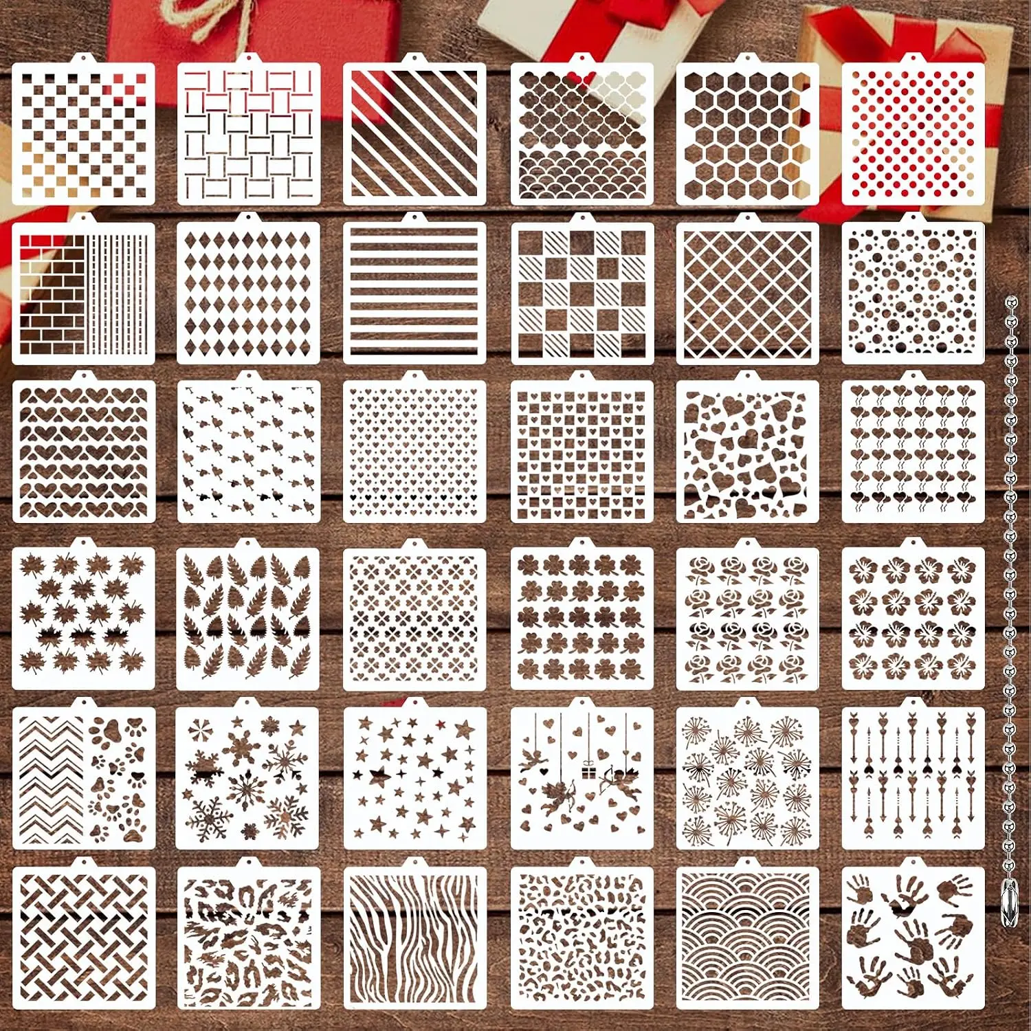 36 count Baking Cookie Stencils for Royal Icing  Templates |  , DIY Party Baking Painting Dessert Coffee Decoration, Mold Tools for Cookies Cake, 5.5x5.5 Inches