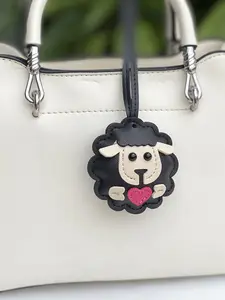 Cute Lamb Keychain with Smile Face Heart Design, Small Sheep Bag Charm, Car Key Holder, Adorable Accessory for Daily Use
