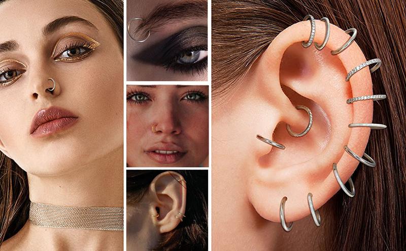 LOYALLOOK 8counts G23 Titanium Hinged Clicker Segment Nose Rings Hoop Septum Nose Lip Ring Hoop for Women Men Helix Cartilage Daith Tragus Sleeper Earrings Body Piercing Improved 16G Jewelry LOYALLOOK 8counts G23 Titanium Hinged Clicker Segment Nose Rings Hoop Septum Nose Lip Ring Hoop for Women Men Helix Cartilage Daith Tragus Sleeper Earrings Body Piercing Improved 16G Jewelry