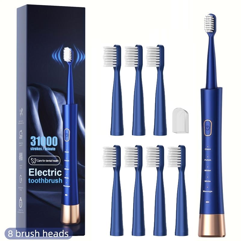Electric Toothbrush Set, 1 Box Portable Rechargeable Toothbrush & 8 Counts Replacement Brush Heads, Oral Care Product for Adults, Replaceable Brush Heads