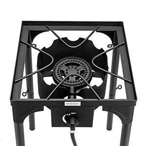 ROVSUN 100,000 BTU Portable Gas Camping Stove/with Side Shelf & Carrying Bag, Outdoor Propane Burner with 20psi Regulator, High Pressure Single Cooker Camp Cooking Home Brewing