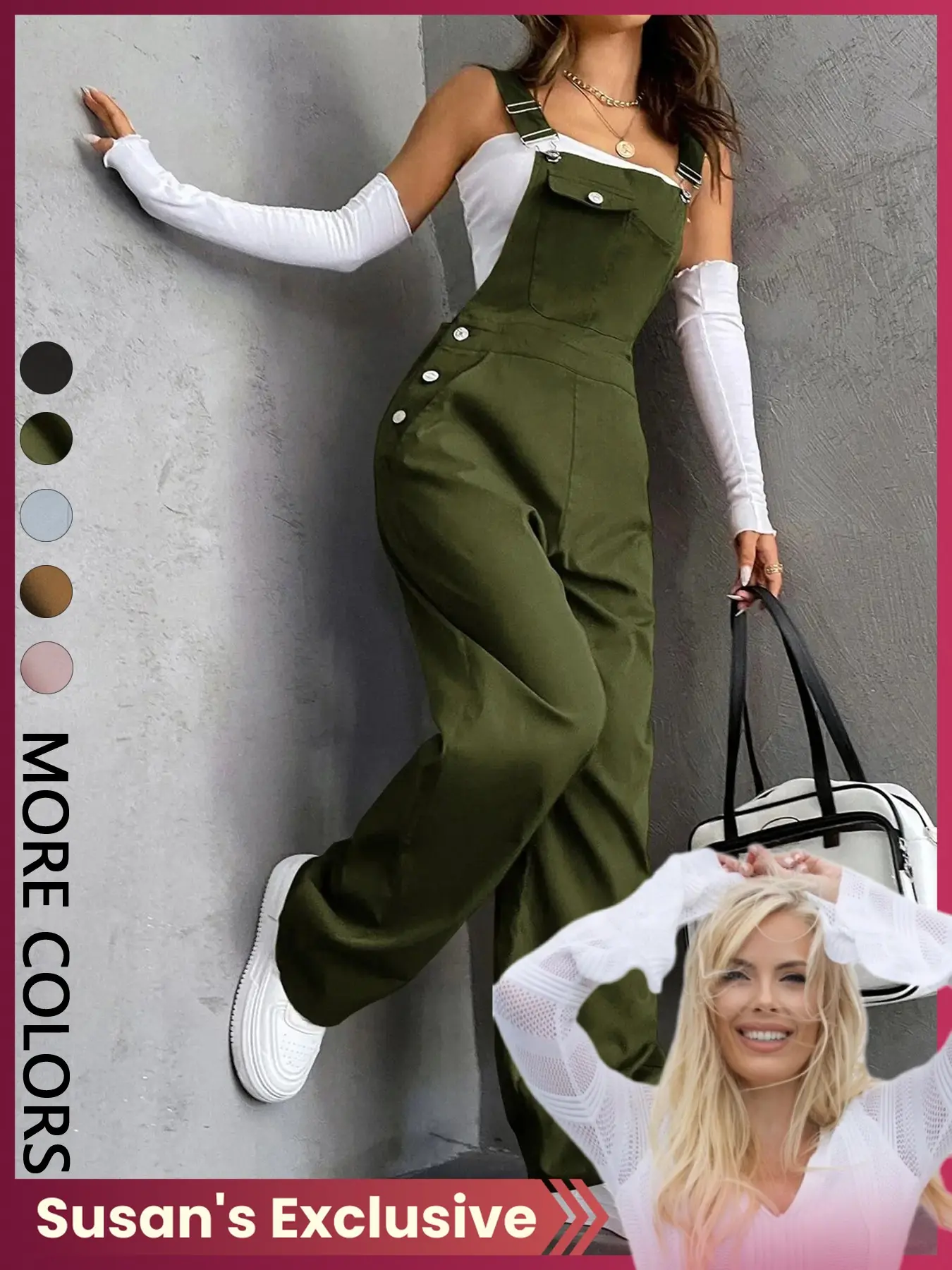 Women's Plain Pocket Overalls Jumpsuit, Casual Comfy Overalls for Daily Wear Everyday, Ladies Clothes for All Seasons